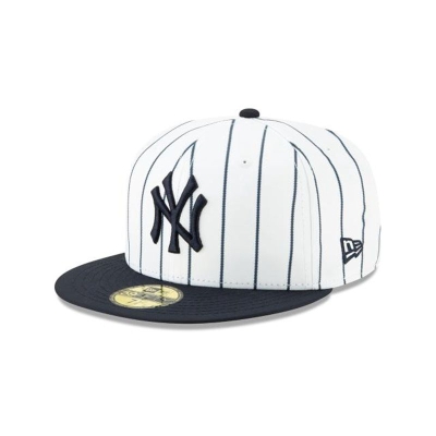 White New York Yankees Hat - New Era MLB Logo Pack 59FIFTY Fitted Caps USA6409237